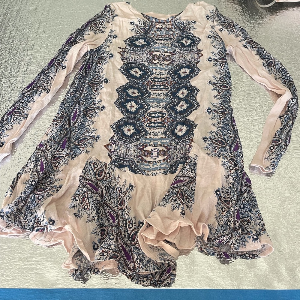 Free people long sleeve open back tunic